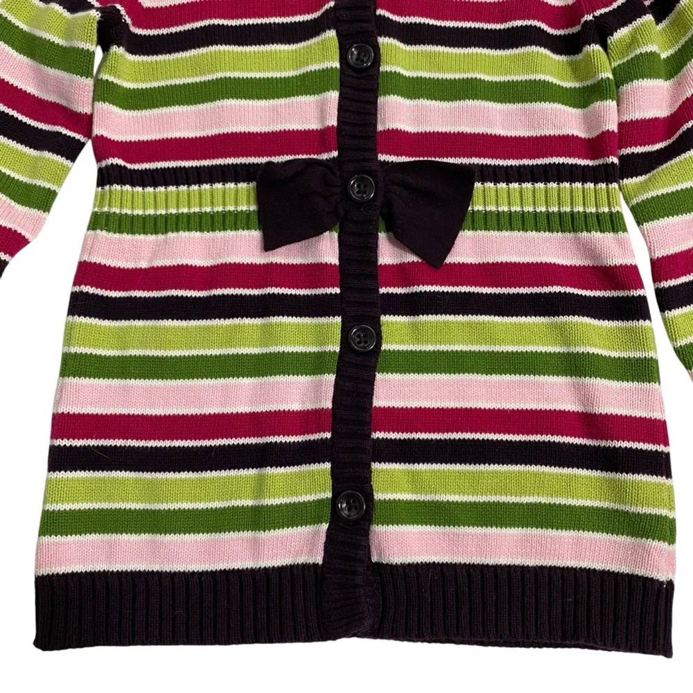 GYMBOREE Sweater Cardigan Button Up Hoodie Size 7/8 Pink Green Knit Warm